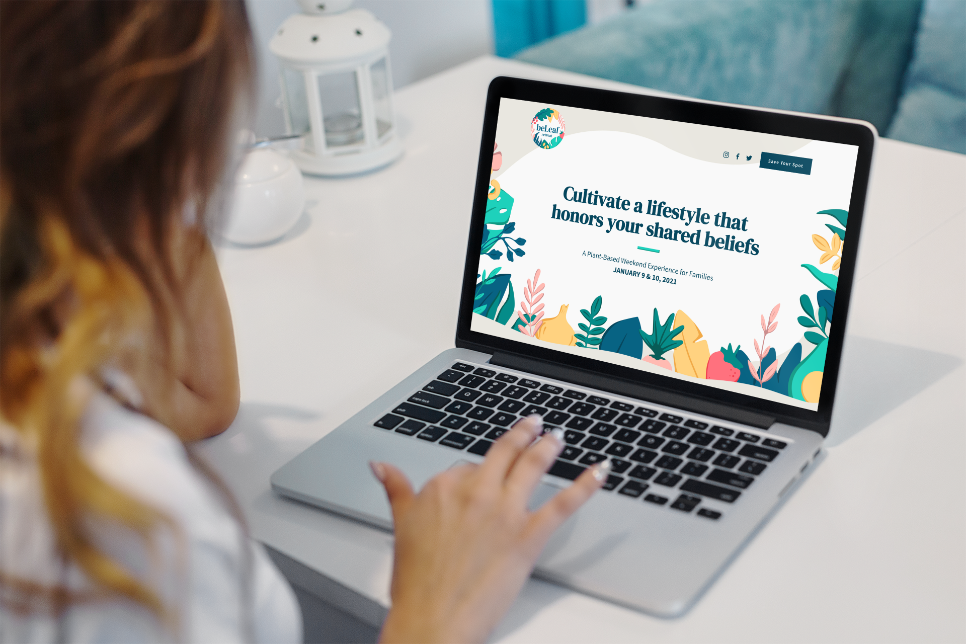 beLeaf Retreat — Mockup Of A Woman Working On A Macbook 2316 El 1