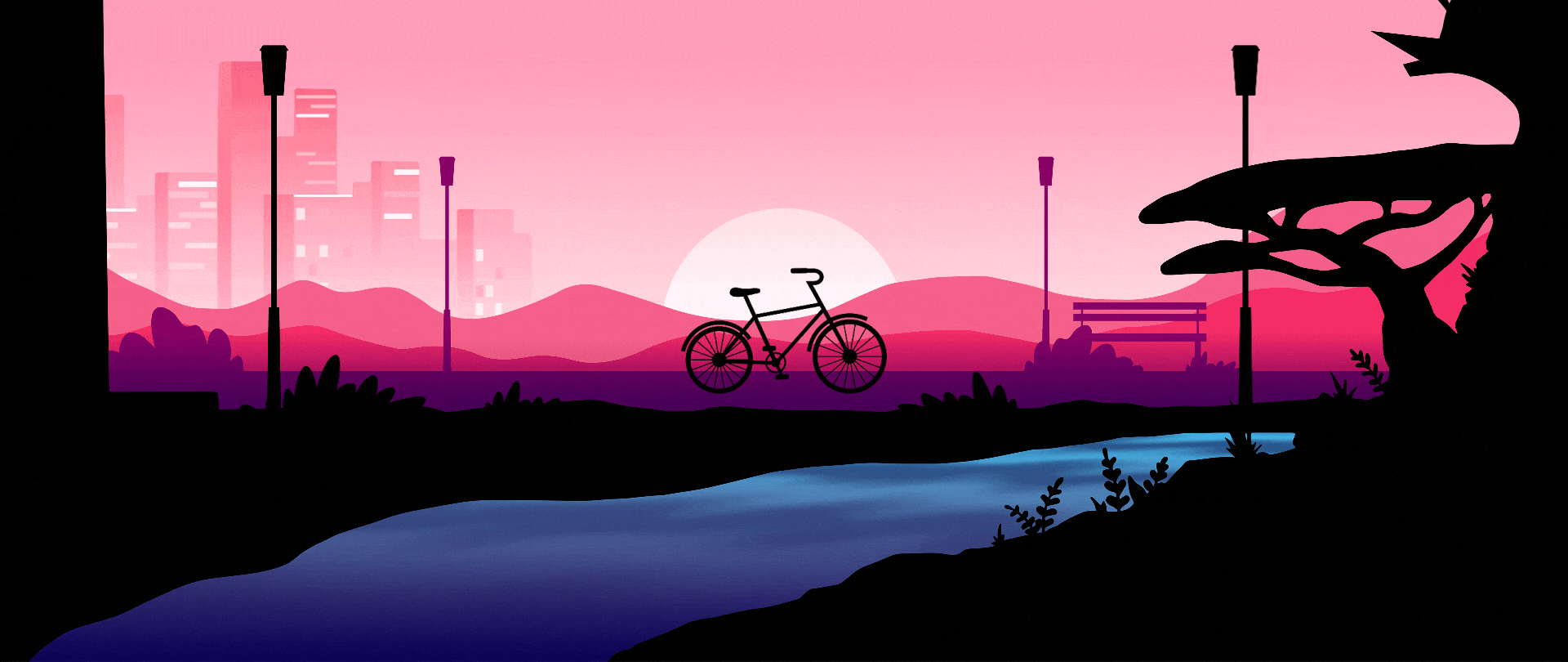 Bicycle Night — Bicycle Night City Environment Animated Foreground V 1