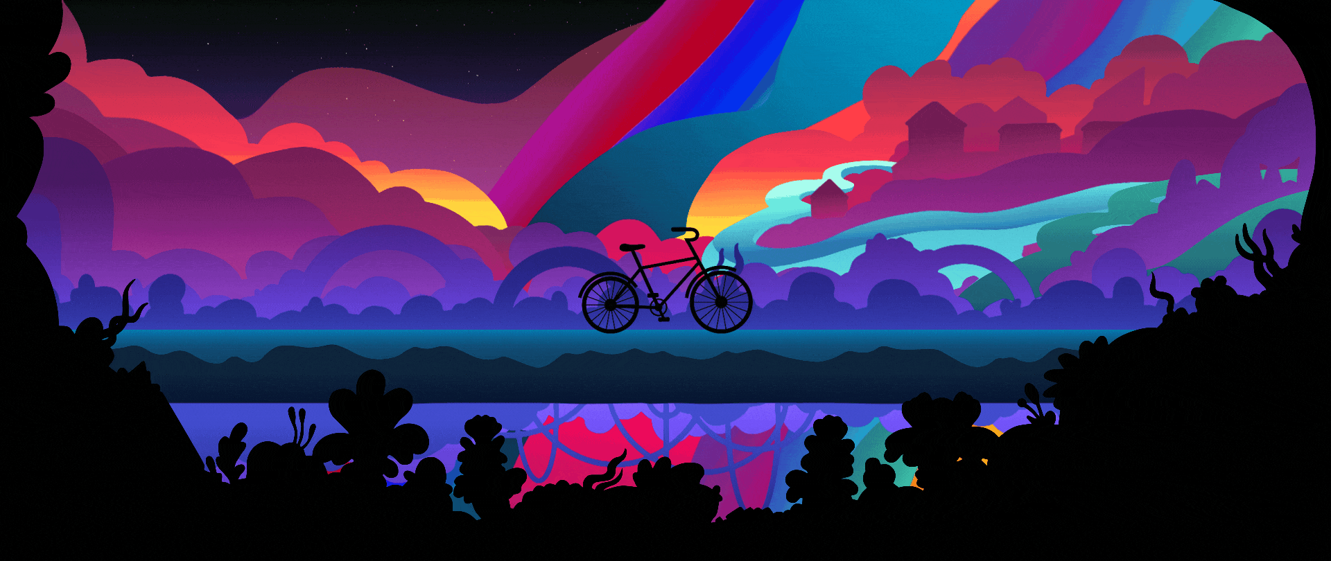 Bicycle Night — Bicycle Night Trippy Environment Animated Bg V 1