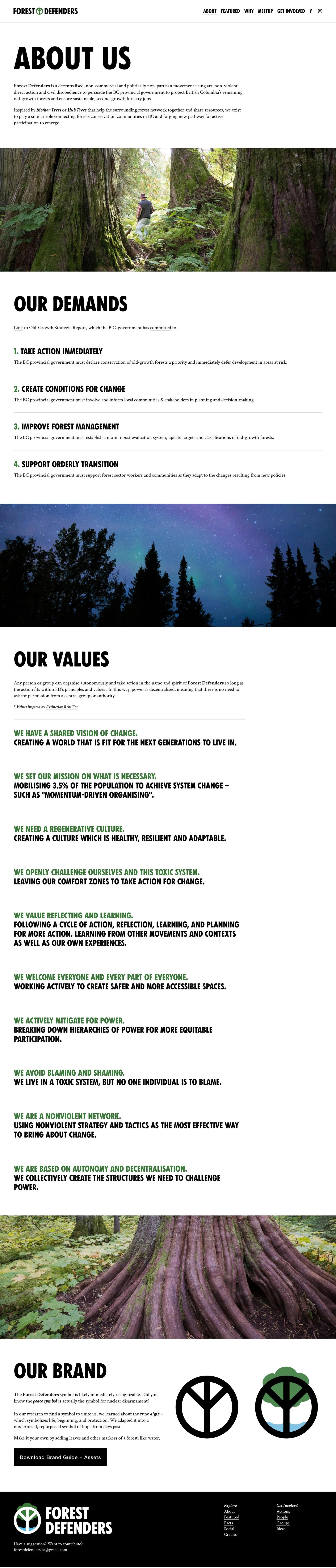 Forest Defenders website About page