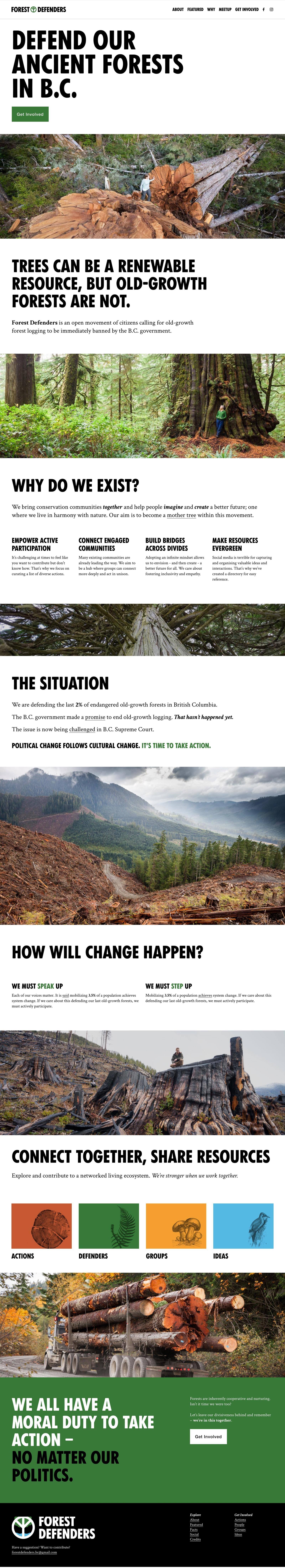 Forest Defenders website homepage