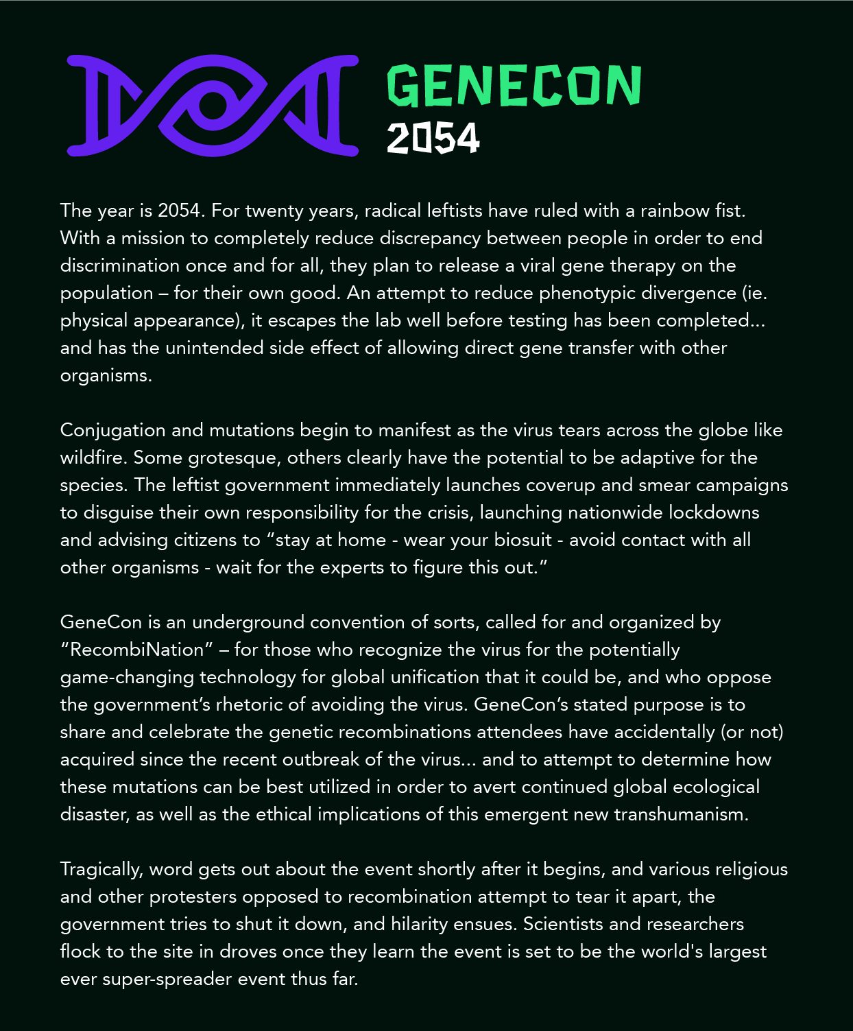 GeneCon 2054 — Genecon Story