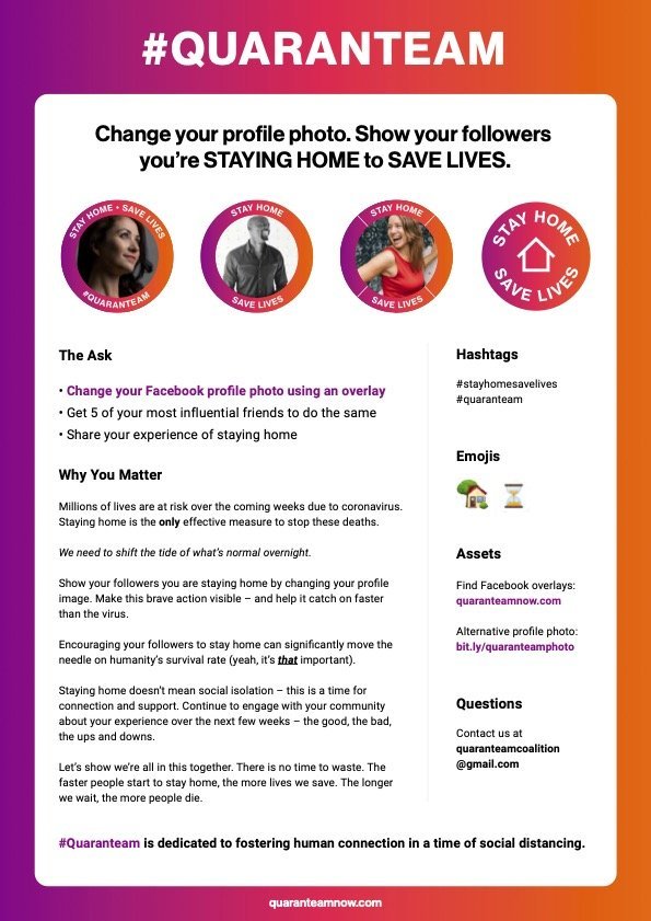 Quaranteam — StayHomeSaveLives Facebook